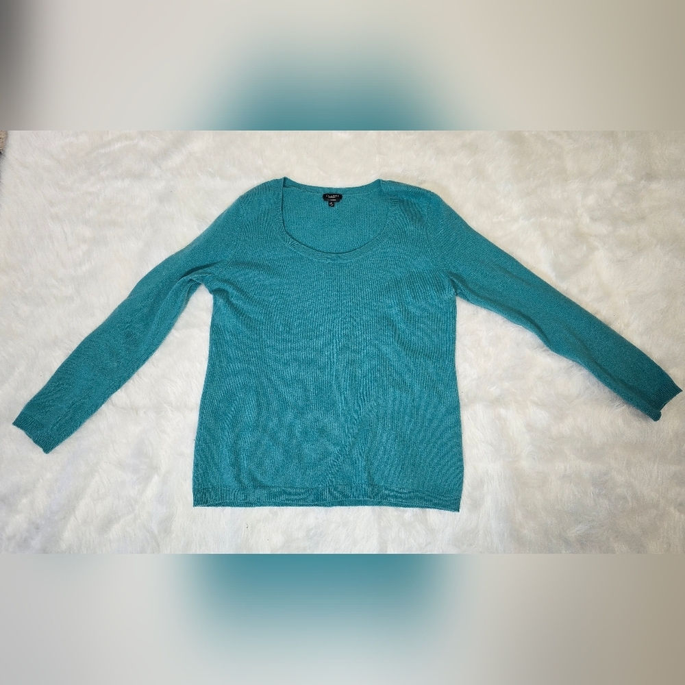 Talbots Teal Pure Cashmere Sweater Turquoise Sofy Cozy Warm Classic
